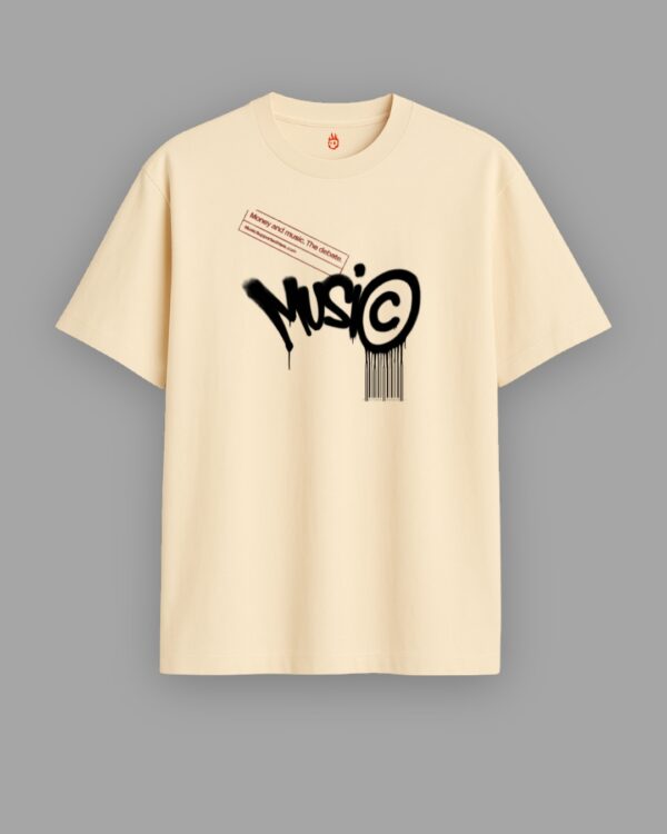 1 MUSIC BEIGE OVERSIZED T-SHIRT BY OVERHEAT