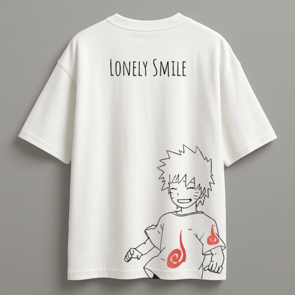 1 White Oversized t-shirt lonely smile printed by overheat