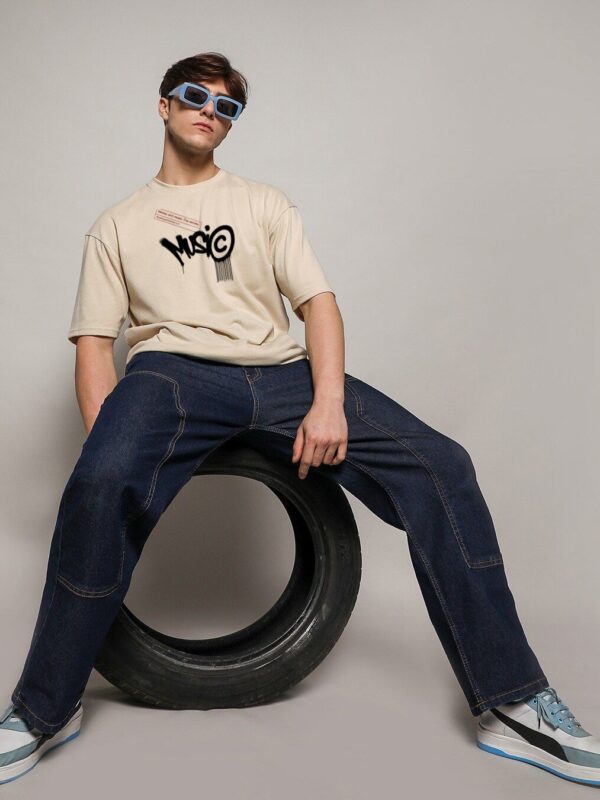 MUSIC BEIGE OVERSIZED T-SHIRT BY OVERHEAT