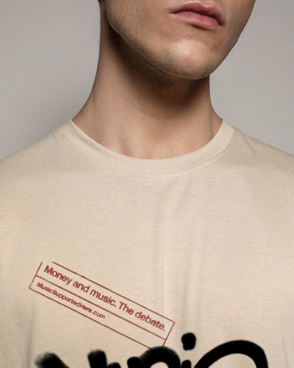 4 MUSIC BEIGE OVERSIZED T-SHIRT BY OVERHEAT